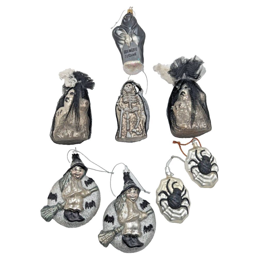 Halloween Blown Glass Ornaments please read description Lot of 7